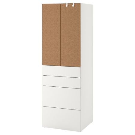 Гардероб, 60x57x181 см, белый пробка с 4 ящиками IKEA PLATSA ПЛАТСАA ПЛАТСА, SMÅSTAD СМОСТАД 094.308.83