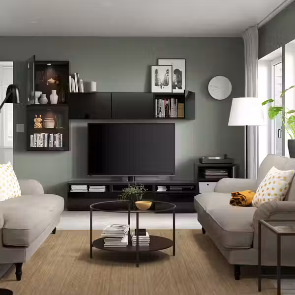 BESTÅ Шкаф для ТВ, комбин/стеклян дверцы - фото 2