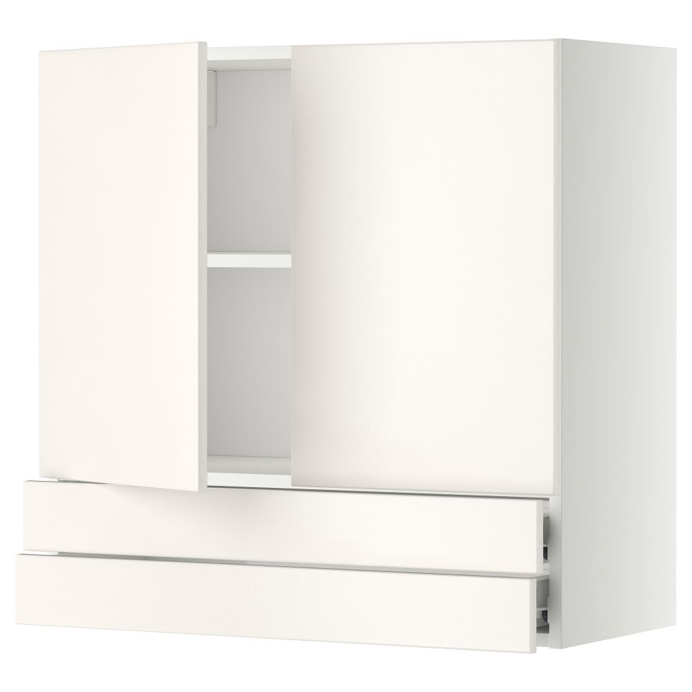 Навесной шкаф, 2 дверцы, 2 ящика МЕТОД / ФОРВАРА, белый, Веддинге белый - фото 1