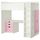 Кровать-чердак, 3 ящика, 2 дверцы СТУВА, белый, розовый (207x99x193 см)