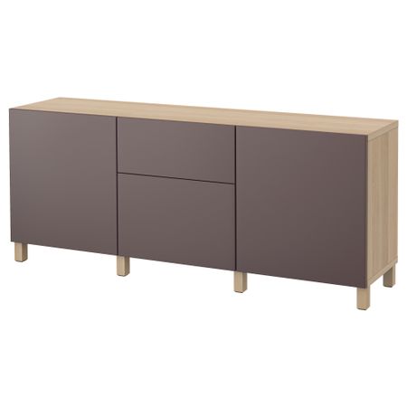 Комбинация для хранения с ящиками БЕСТО, под беленый дуб, Вальвикен темно-коричневый (180x40x74 см)