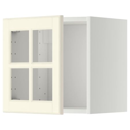 Навесной шкаф со стеклянной дверью, белый/Будбин белый с оттенком 40x40 см IKEA METOD МЕТОД 992.277.78
