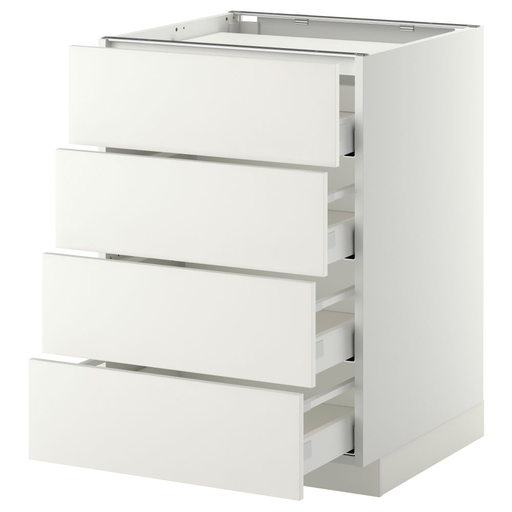 Напольный шкаф, 4 фронтальных панели, 4 ящика МЕТОД / МАКСИМЕРА, белый, Хэггеби белый - фото 1