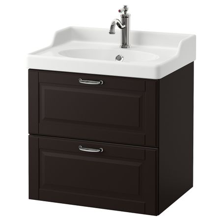 Шкаф для раковины с 2 ящ, Кашён темно-серый, ХАМНШЕР смеситель 62x49x68 см IKEA ГОДМОРГОН / РЭТТВИКЕН 292.928.33