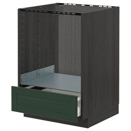Напольный шкаф для духовки, с ящиком, черный/Будбин темно-зеленый 60x60 см IKEA МЕТОД / МАКСИМЕРА 993.134.41