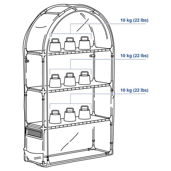 ASPAREN Теплица - прозрачный белый 95x32x162 см - схема-чертеж с размерами