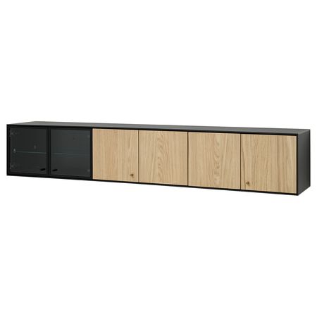 BOASTAD Полка навесная - чёрный/дубовый шпон 181x32x32 см
