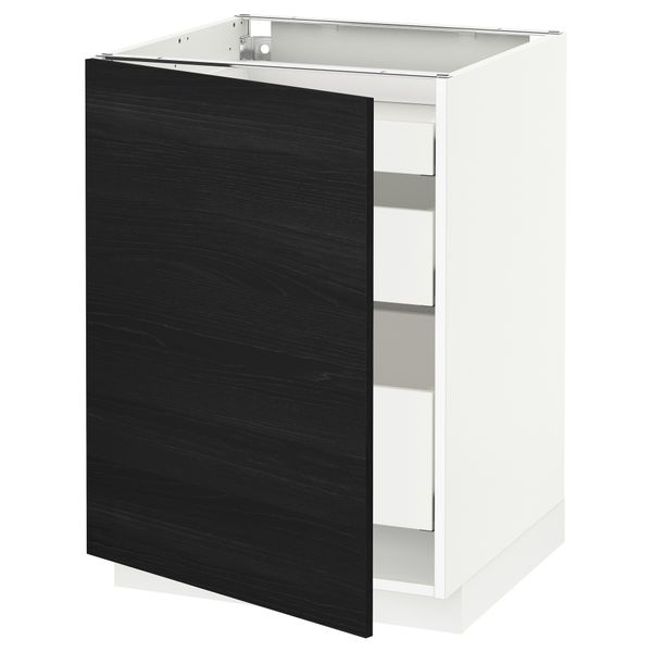 Напольный шкаф с 1 дверцей, 3 ящика МЕТОД / МАКСИМЕРА, белый, Тингсрид черный - схема-чертеж с размерами