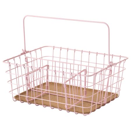 Проволочные корзина с ручкой ПЛЕЙА, розовый (36x27x15 см)