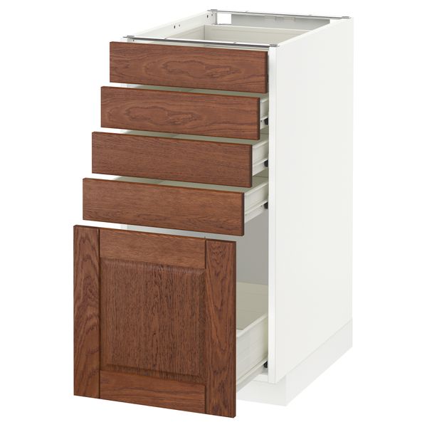 Напольный шкаф с 5 ящиками МЕТОД / ФОРВАРА, белый, Филипстад коричневый - схема-чертеж с размерами