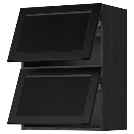 Навесной шкаф, 2 дверцы, горизонтальный МЕТОД, черный, Лаксарби черно-коричневый