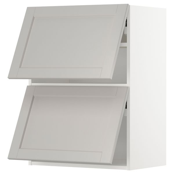 Навесной горизонтальный шкаф, 2 двери, белый, Lerhyttan светло-серый, 60x80 см IKEA METOD МЕТОД 293.945.01 - фото 2