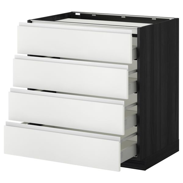 Напольный шкаф, 4 фронтальных панели, 4 ящика МЕТОД / МАКСИМЕРА, черный, Нодста белый - фото 1