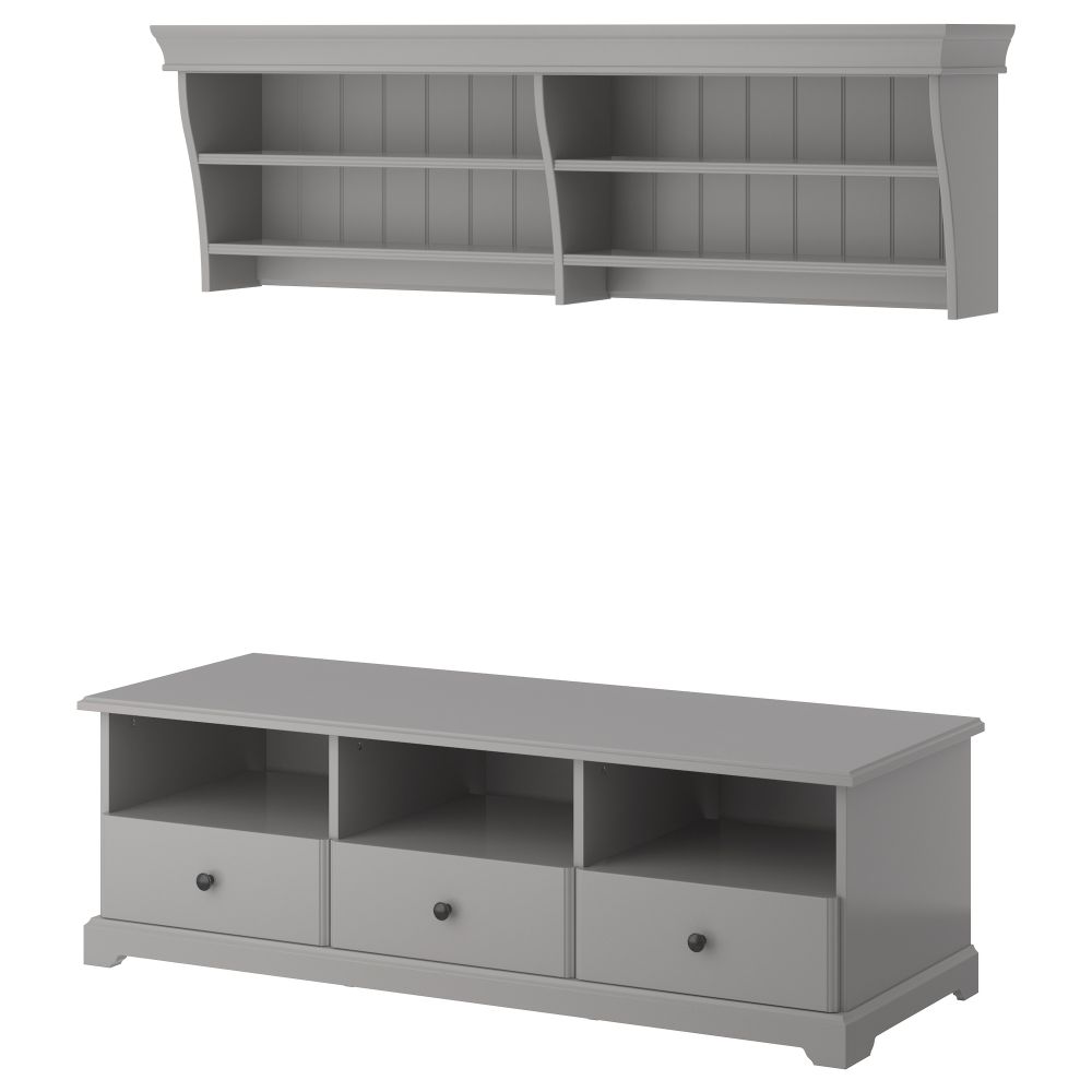 Шкаф для ТВ, комбинация ЛИАТОРП, серый (145x49 см) - фото 1