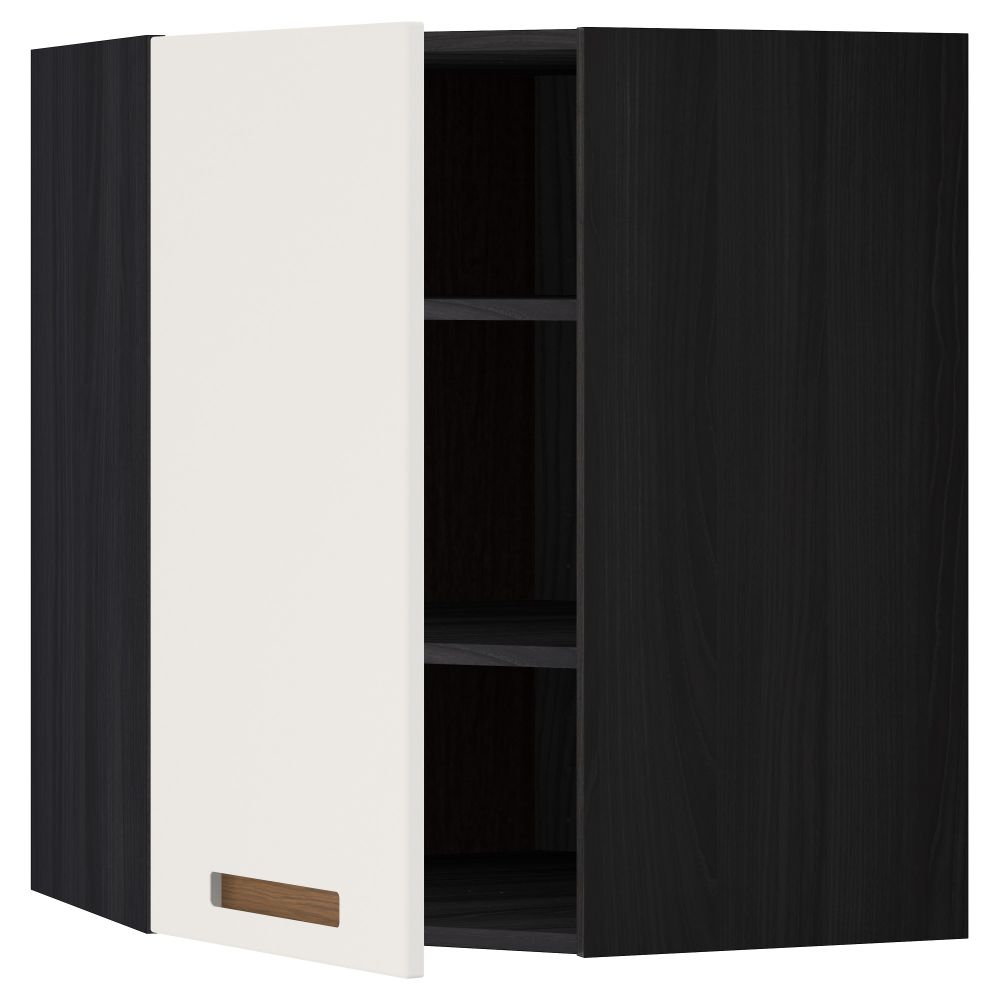 Угловой навесной шкаф с полками МЕТОД, черный, Мэрста белый - схема-чертеж с размерами