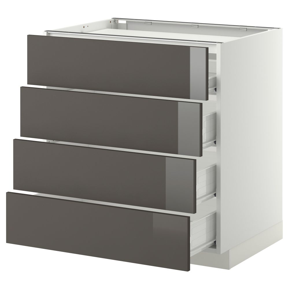 Напольный шкаф, 4 фронтальных панели, 4 ящика МЕТОД / ФОРВАРА, белый, Рингульт серый - схема-чертеж с размерами