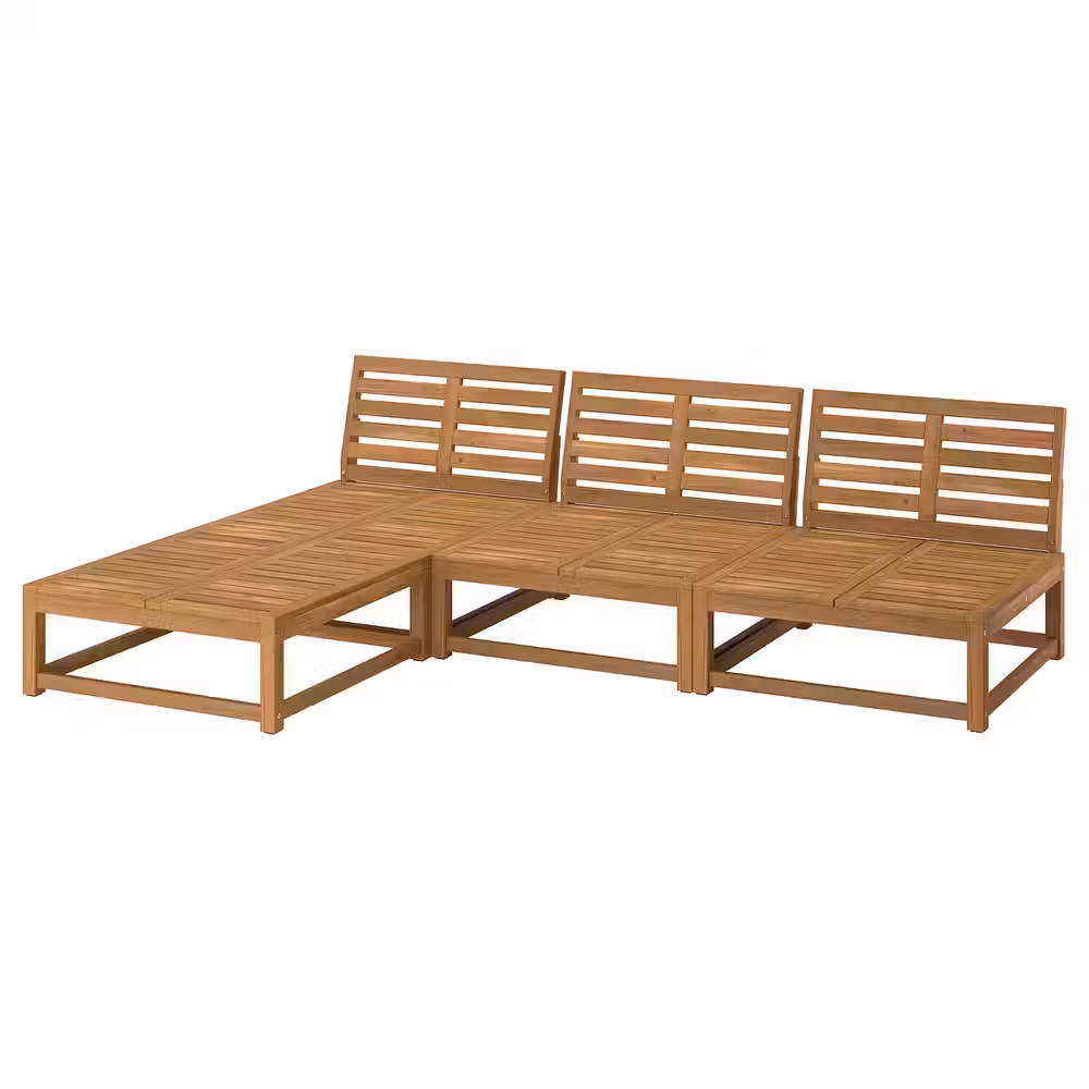 NÄMMARÖ 3-местн модульный диван с козеткой - для сада/светло-коричневая морилка 243 см - схема-чертеж с размерами