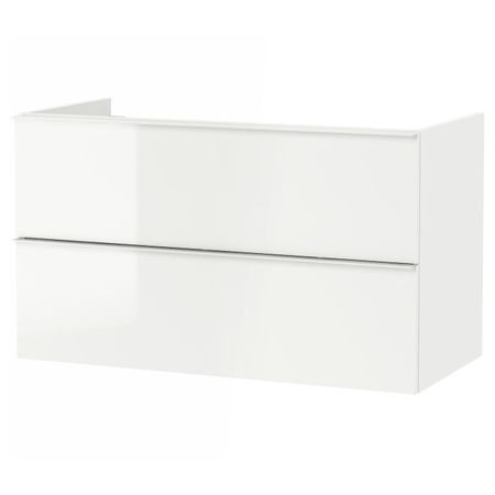 Шкаф для раковины с 2 ящ, глянцевый белый 100x47x58 см IKEA GODMORGON ГОДМОРГОН 303.495.84
