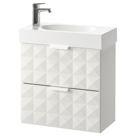 Шкаф для раковины с 2 ящ, Решён белый, БРОГРУНД смеситель, 62x33x68 см IKEA ГОДМОРГОН / БРОВИКЕН 992.923.30