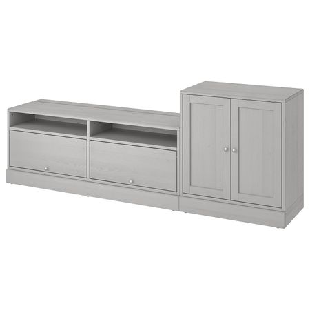 Шкаф для ТВ, комбинация, серый 241x47x89 см IKEA ХАВСТА 592.658.85