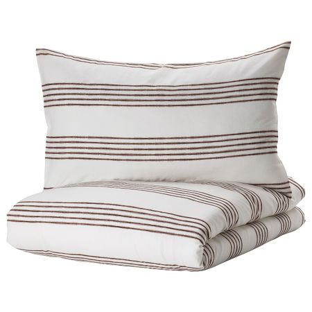 Пододеяльник и 2 наволочки, белый/коричневый 200x200/50x70 см IKEA SMALFRÄKEN СМАЛФРЭКЕН 604.929.81
