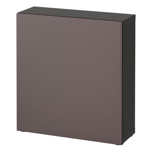 Стеллаж с дверью БЕСТО, черно-коричневый, Вальвикен темно-коричневый (60x20x64 см) - схема-чертеж с размерами