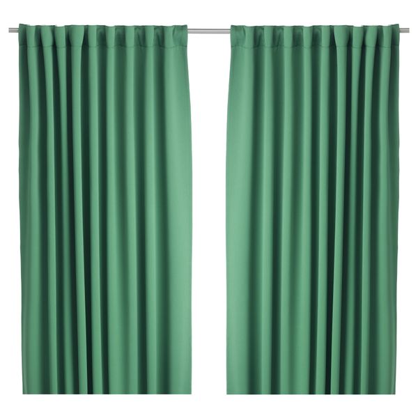 Гардины, блокирующие свет, 1 пара ВЕРНА, зеленый (145x300 см) - фото 1