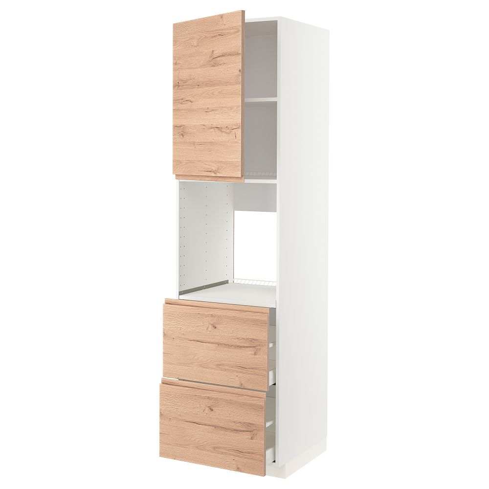 Высокий шкаф для духовки + дверцы, 2 форнтальных, 2 высоких ящик, 60x60x220 cm IKEA METOD МЕТОД, MAXIMERA МАКСИМЕРА 094.603.04 - фото 1