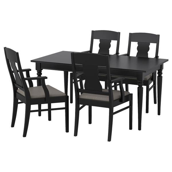 Стол и 4 стула, черный, 155 см IKEA ИНГАТОРП / ИНГАТОРП 292.407.83 - схема-чертеж с размерами
