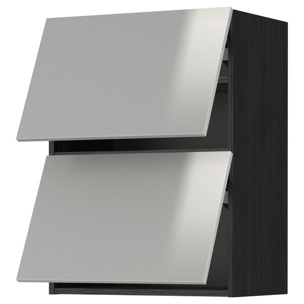 Навесной шкаф, 2 дверцы, горизонтальный МЕТОД, черный, Гревста нержавеющ сталь - схема-чертеж с размерами