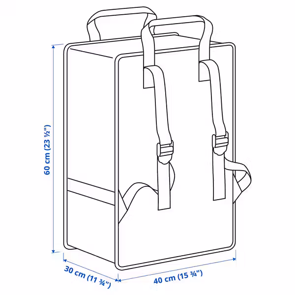 GÖRSNYGG ГЁРСНЮГГ Сумка 40x30x60 см/72 л - схема-чертеж с размерами