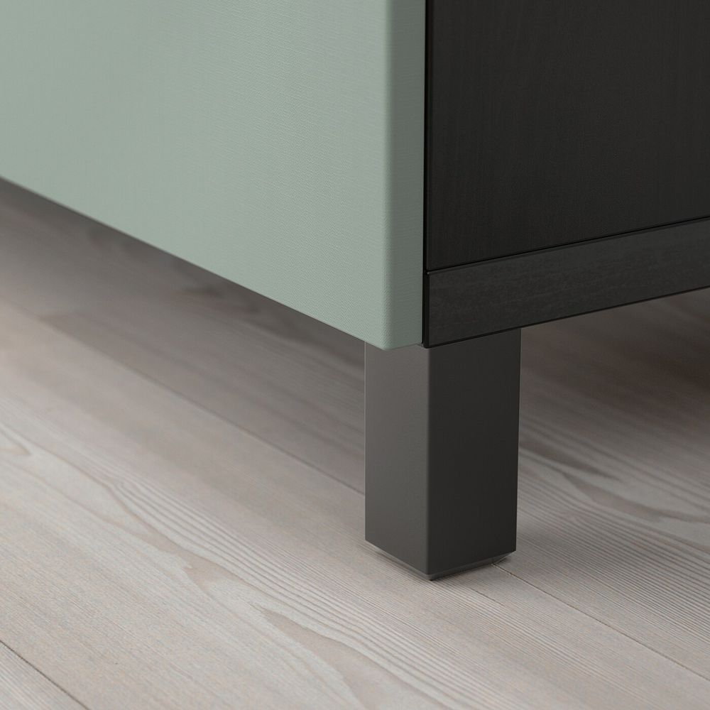 Комбинация для хранения с дверцами, черно-коричневый/нотвикен/стуббарп серо-зеленый 120x42x74 см IKEA BESTÅ БЕСТО 993.027.44 - фото 1