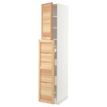 Высокий шкаф, выдвижной секцией/4ящ/1дв/2плк, белый/Торхэмн ясень 40x60x220 см IKEA METOD МЕТОД / MAXIMERA МАКСИМЕРА 594.473.86
