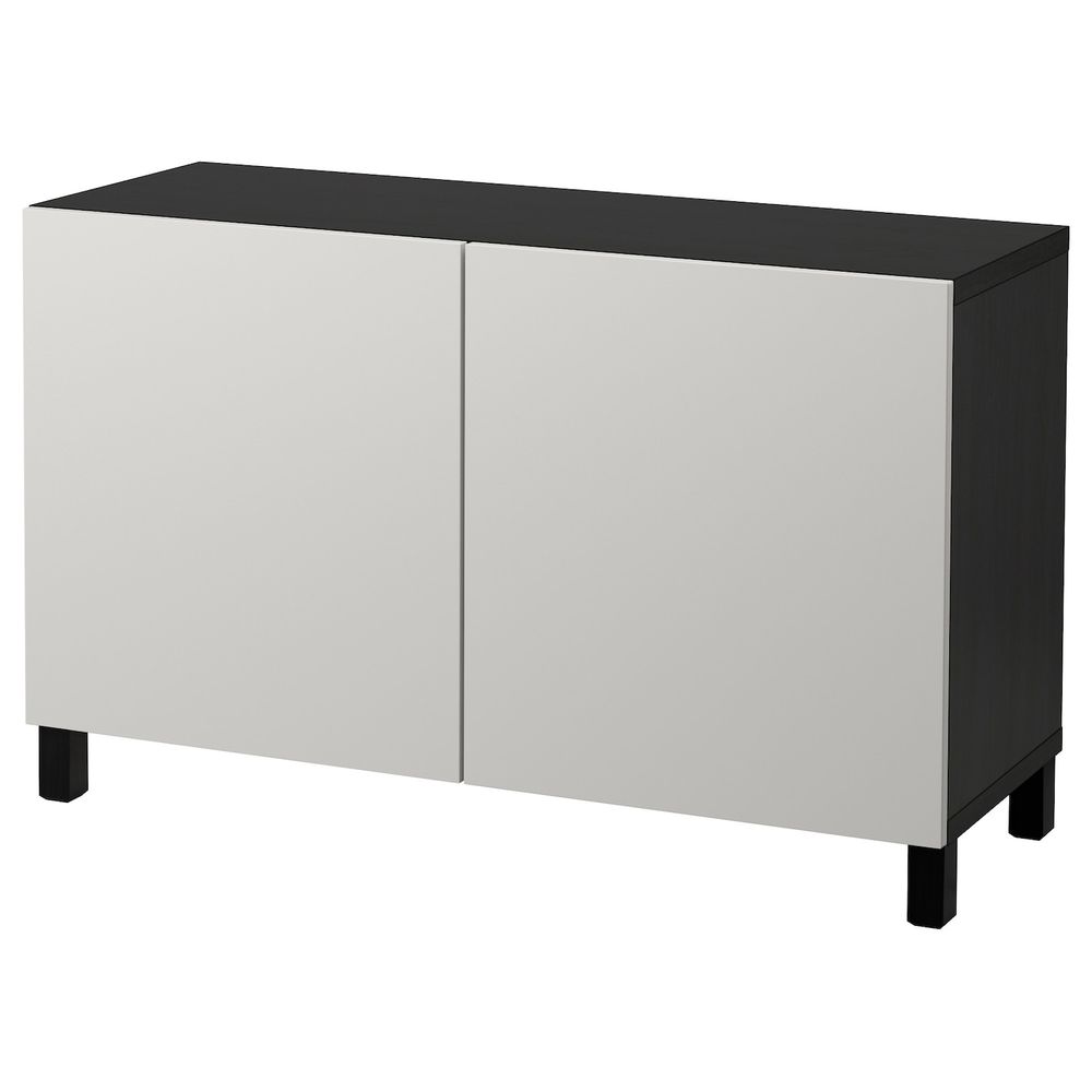 Комбинация для хранения с дверцами, черно-коричневый/Лаппвикен светло-серый 120x40x74 см IKEA БЕСТО 792.466.45 - фото 1