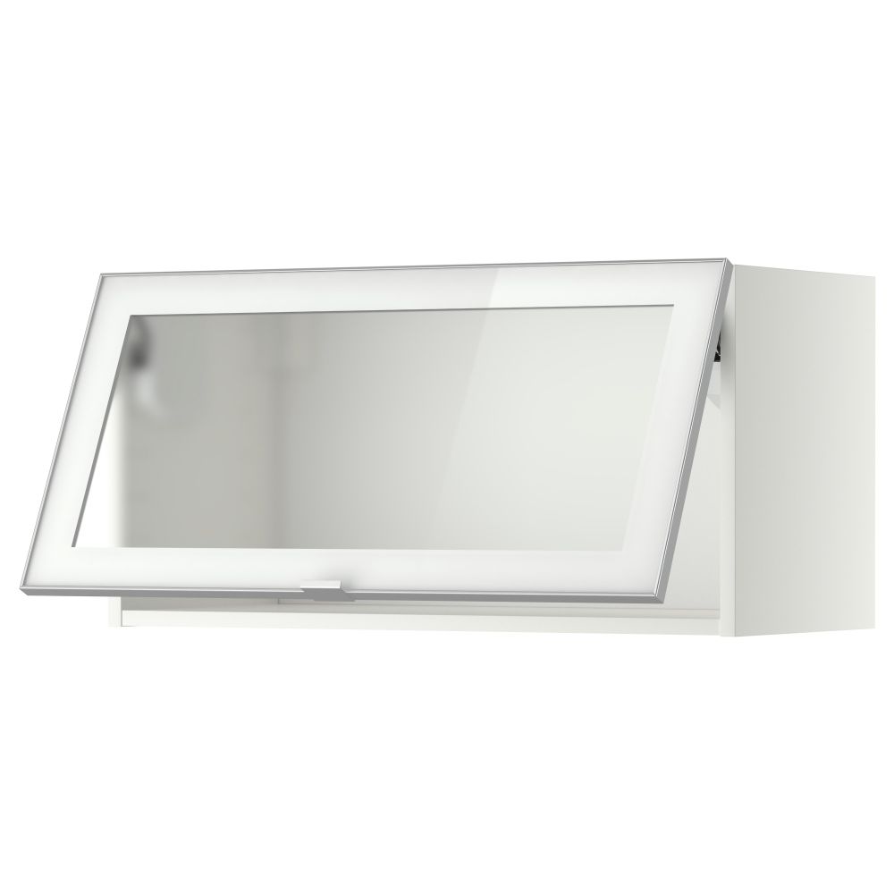 Горизонтальный навесной шкаф со стеклянной дверью МЕТОД, белый, Ютис матовое стекло - схема-чертеж с размерами