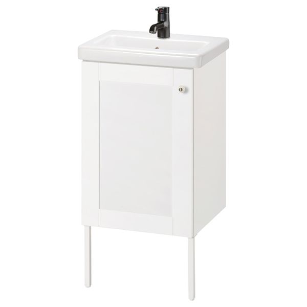 Шкаф под раковину с 1 дверцей, Йельсен белый/Сальен смеситель 44x43x88 см IKEA FISKÅN ФИСКОН / TVÄLLEN ТВЭЛЛЕН 094.304.30 - фото 1