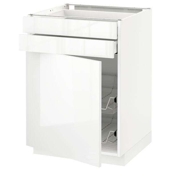 Напольный шкаф, дверца, 2 ящика, проволочных корзин МЕТОД / МАКСИМЕРА, белый, Рингульт белый - схема-чертеж с размерами