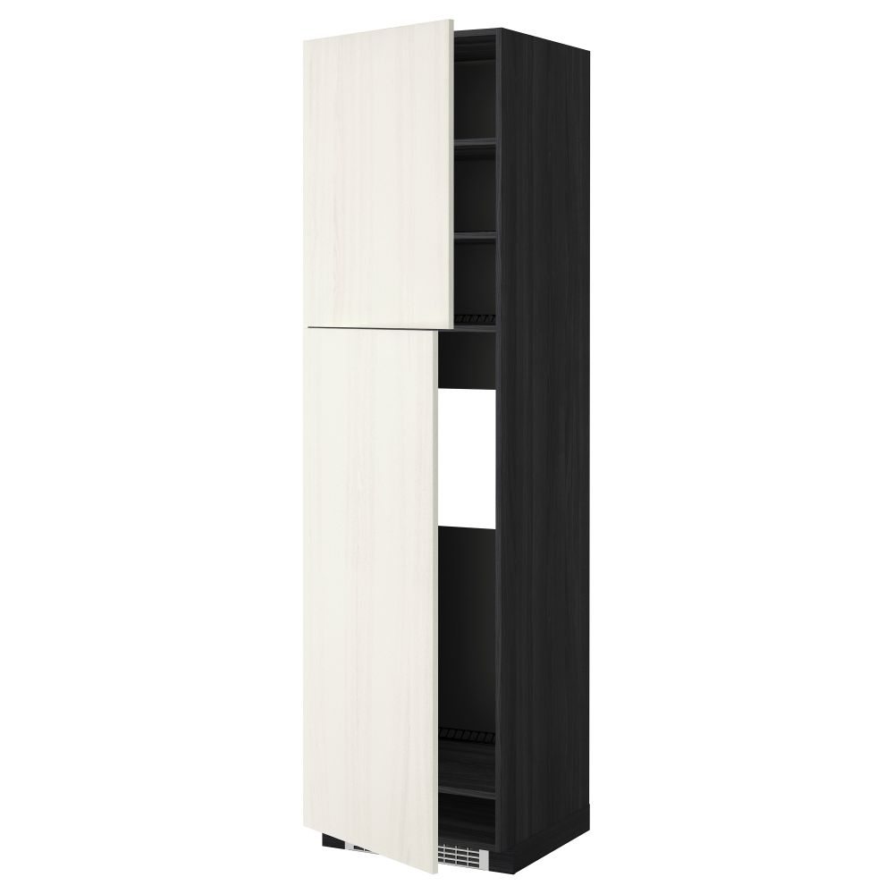 Высокий шкаф для холодильника, 2 дверцы МЕТОД, черный, Росдаль белый - схема-чертеж с размерами