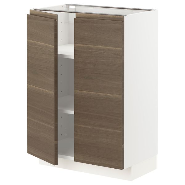 Напольный шкаф с полками/2двери, белый/Воксторп под грецкий орех 60x37 см IKEA METOD МЕТОД 593.001.91 - схема-чертеж с размерами