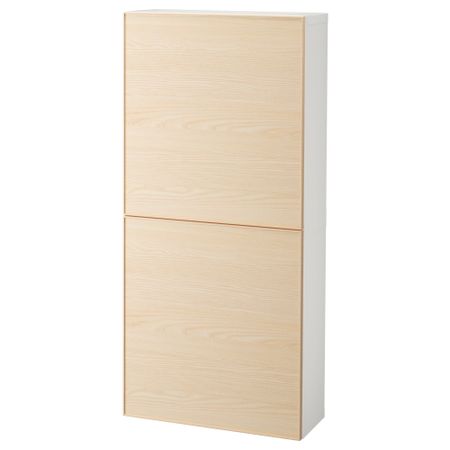 Навесной шкаф с 2 дверями БЕСТО, белый, Инвикен ясеневый шпон (60x20x128 см)