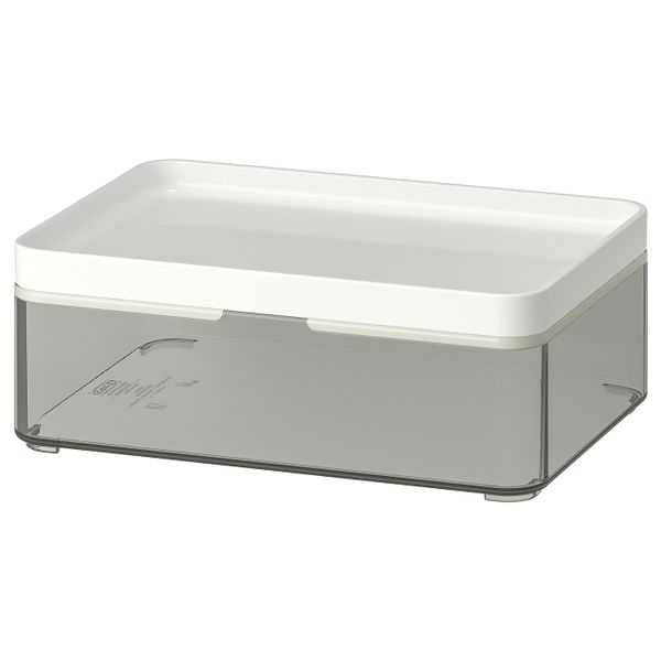 Контейнер, прозрачный серый-белый IKEA BROGRUND БРОГРУНД 803.497.46 - фото 1