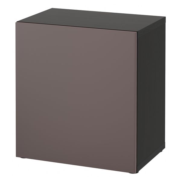 Стеллаж с дверью БЕСТО, черно-коричневый, Вальвикен темно-коричневый (60x40x64 см) - схема-чертеж с размерами