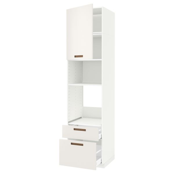 Высокий шкаф для духовки/СВЧ дверца, 2 ящика МЕТОД / МАКСИМЕРА, белый, Мэрста белый - схема-чертеж с размерами