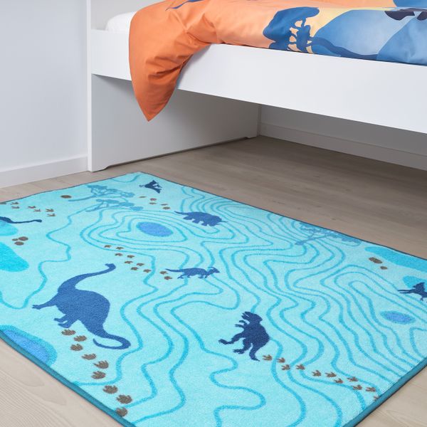 Ковер, Силуэты динозавров/синий 100x133 см IKEA JÄTTELIK ЙЭТТЕЛИК 004.641.70 - схема-чертеж с размерами