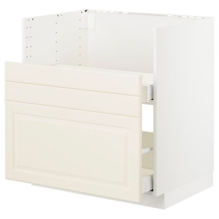 Шкаф под мойку БРЕДШЁН/2фасада/2ящика, белый/Будбин белый с оттенком 80x60 см IKEA METOD МЕТОД 092.983.03