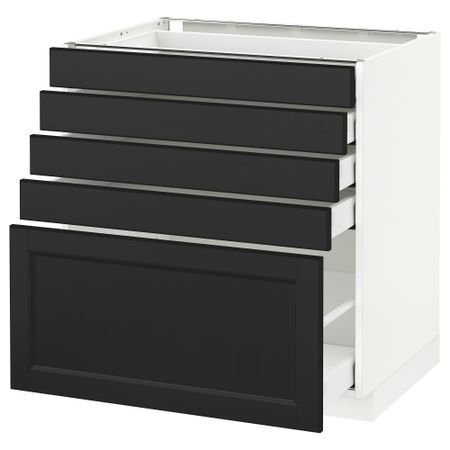 Напольный шкаф с 5 ящиками МЕТОД / МАКСИМЕРА, белый, Лаксарби черно-коричневый