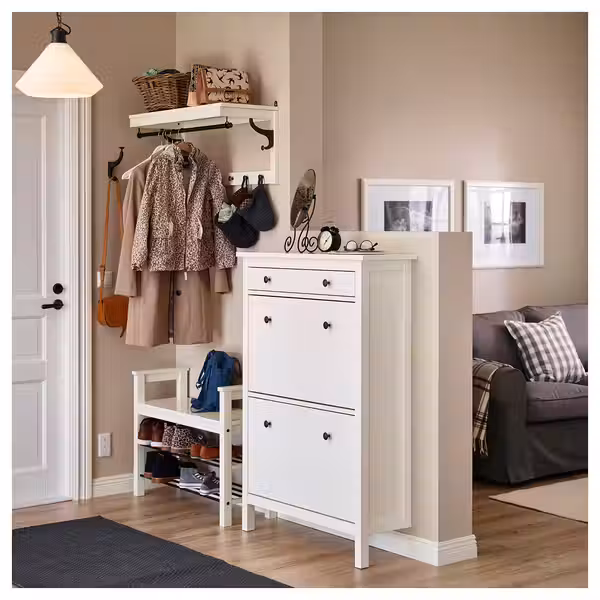 HEMNES Галошница с 2 отделениями - белый 89x30x127 см - фото 6