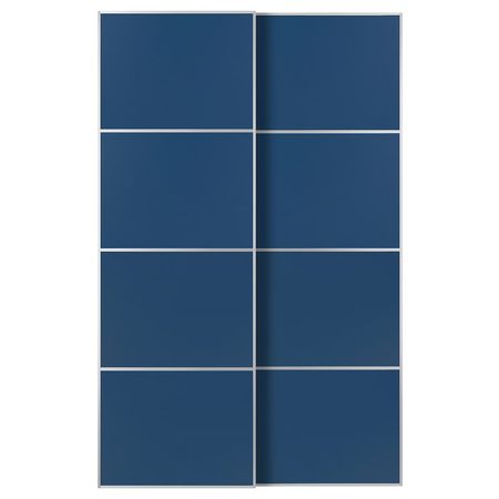 MEHAMN Пара раздвижных дверей - алюминий/двусторонний синий 150x236 см