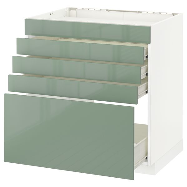Напольный шкаф для варочной панели, 5 фасадов, 4 ящиков МЕТОД / ФОРВАРА, белый, Калларп светло-зеленый - фото 1