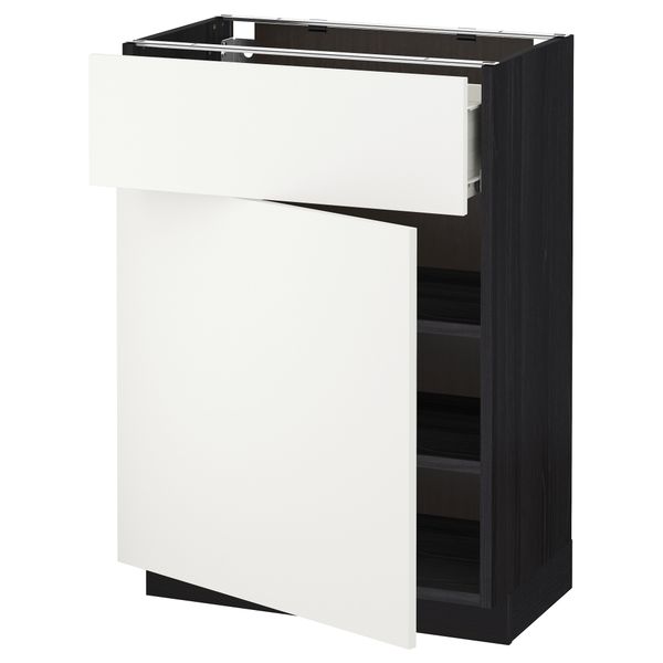 Напольный шкаф с ящиком, дверью МЕТОД / ФОРВАРА, черный, Хэггеби белый - схема-чертеж с размерами